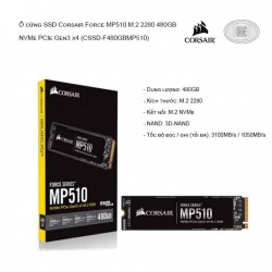 Ổ cứng vi tính gắn trong Corsair SSD MP510 480GB - Up to 3,480MB/s Read, Up to 2,000MB/s Write - CSSD-F480GBMP510